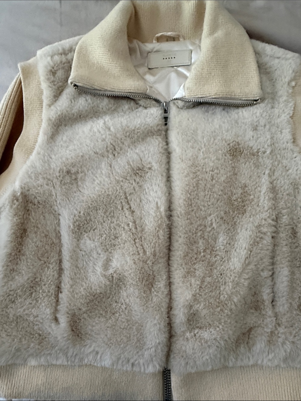 Cream Faux- Zip Front Jacket - Picture 3 of 6